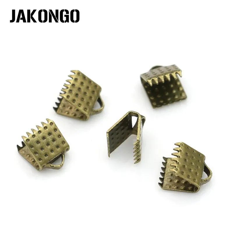 

JAKONGO Antique Bronze Plated Crimp End Beads for Jewelry Making Bracelet Accessories Findings DIY 6mm 40pcs/lot