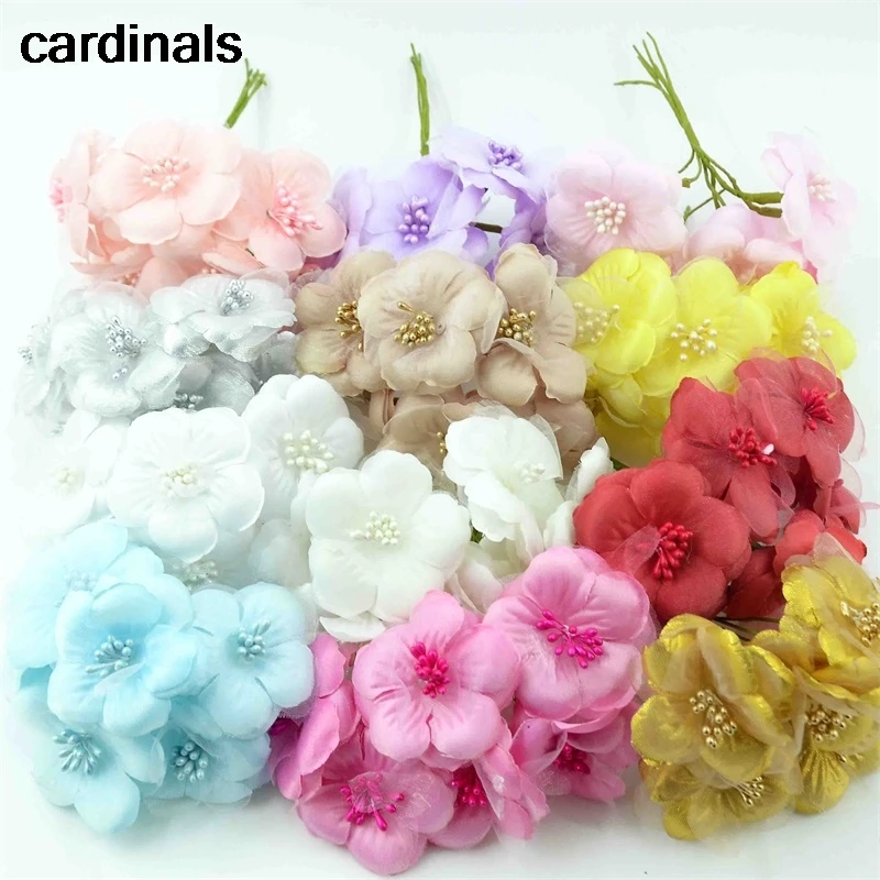 

6Pcs/Lot 5cm Mini Rose Artificial Silk Scrapbooking Corsage Flower Bouquet For Wedding Decoration DIY Wreath Craft Bridal Flower