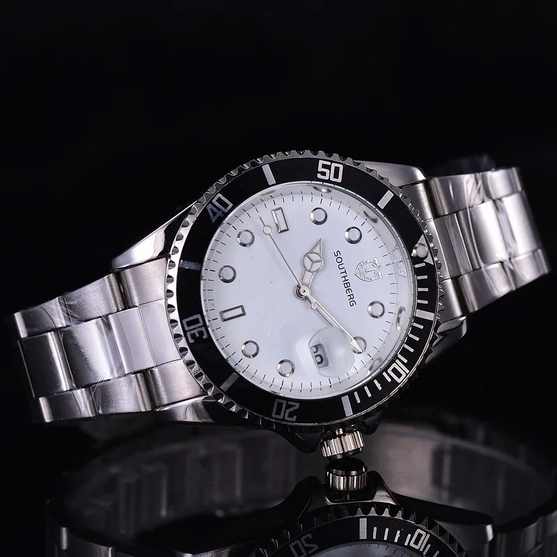 Белый Роскошные ролевые модные мужские часы DAYTONA кварцевые Стальные SOUTHBERG Топ GMT брендовые зеленые наручные часы для мужчин relogio masculino - Цвет: Белый