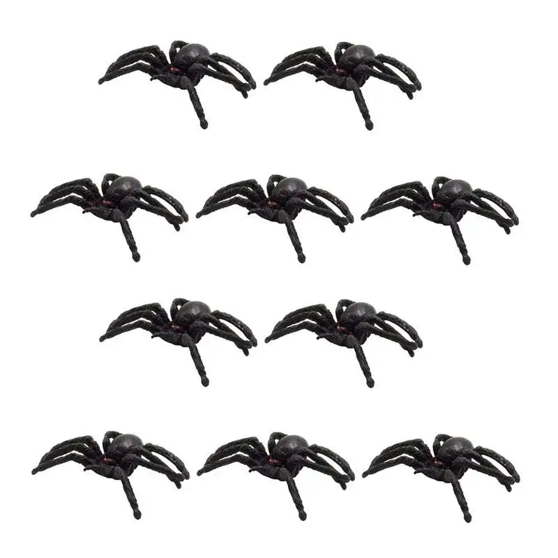 10pcs Хэллоуин моделирование детских игрушек Паук шутки игрушки ПВХ искусственное насекомое модель животного игрушки трюк - Цвет: 10pcs