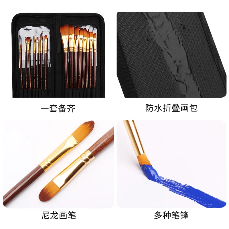 Стоячий акварельный пенал для карандашей 15 отверстий черный тканевый мешок