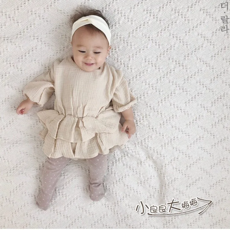 2019 корейские Комбинезоны для маленьких девочек с оборками милая детская одежда