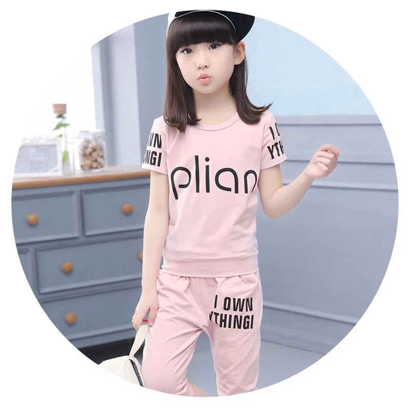 Модный комплект летней детской одежды 2019 года для девочек повседневный топ с
