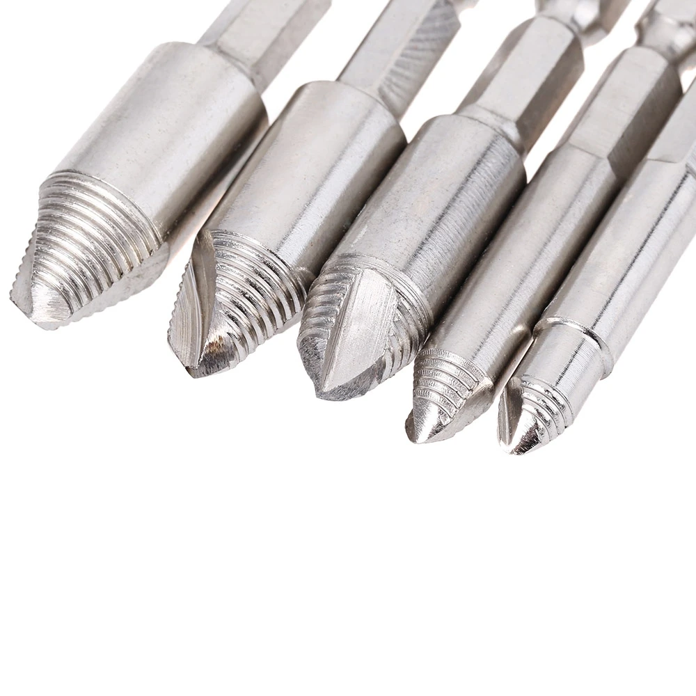 5pcs Nickle Plating HSS4241 Wood Screw Extractor Remover Whorl Type Drilling Tools Set | Инструменты