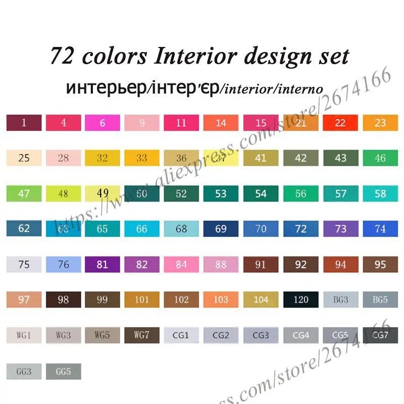 72 Color Interior TouchFIVE двойные кончики художественный эскиз двойные маркеры 36 48 72 80 168 цветов на спиртовой основе чернильные маркеры для студентов и дизайнеров - Цвет: 72 Color Interior