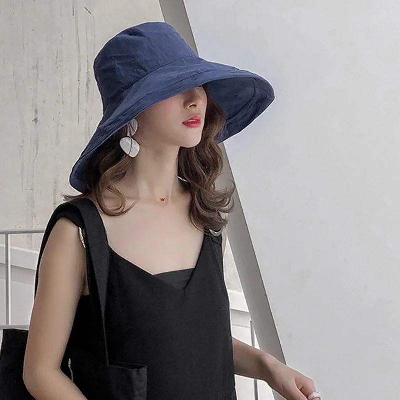 Sunhat женская летняя пляжная шляпа с широкими полями Солнцезащитная уличная туристическая свернутая