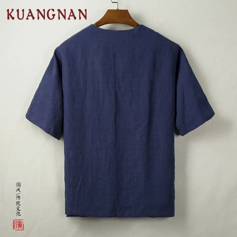 KUANGNAN китайское кимоно кардиган мужские рубашки 4XL пуловер японское мужское