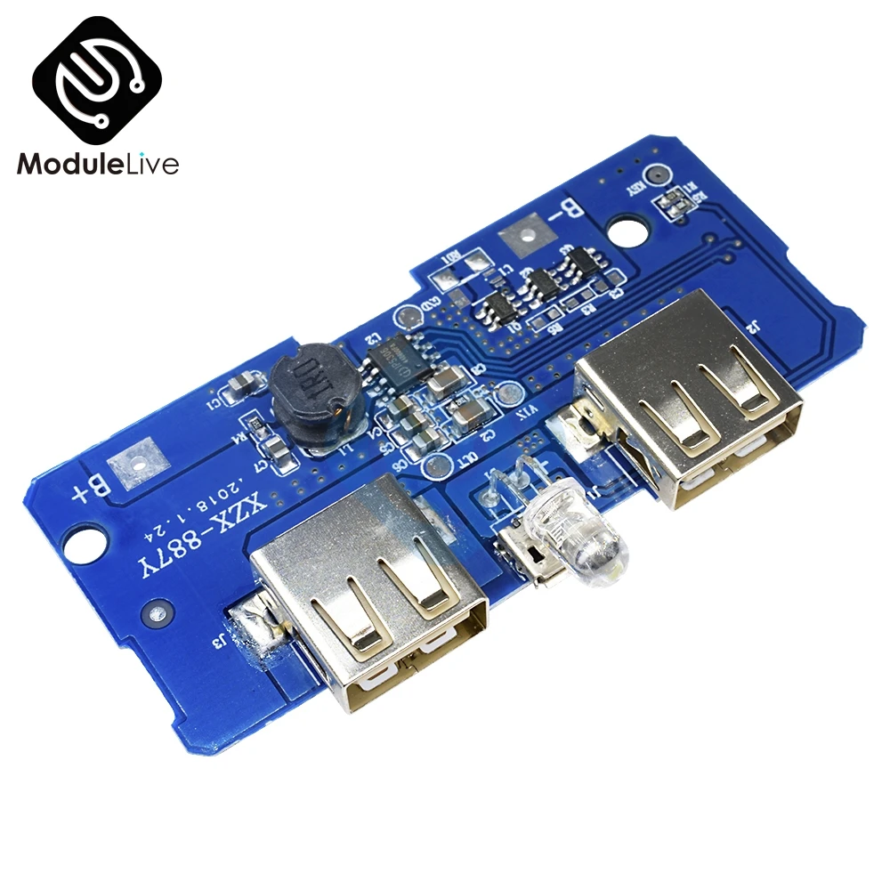 5V 2A power Bank зарядное устройство плата модуля зарядки Повышающий Модуль источника питания 2A Dual USB два USB выхода 1A вход