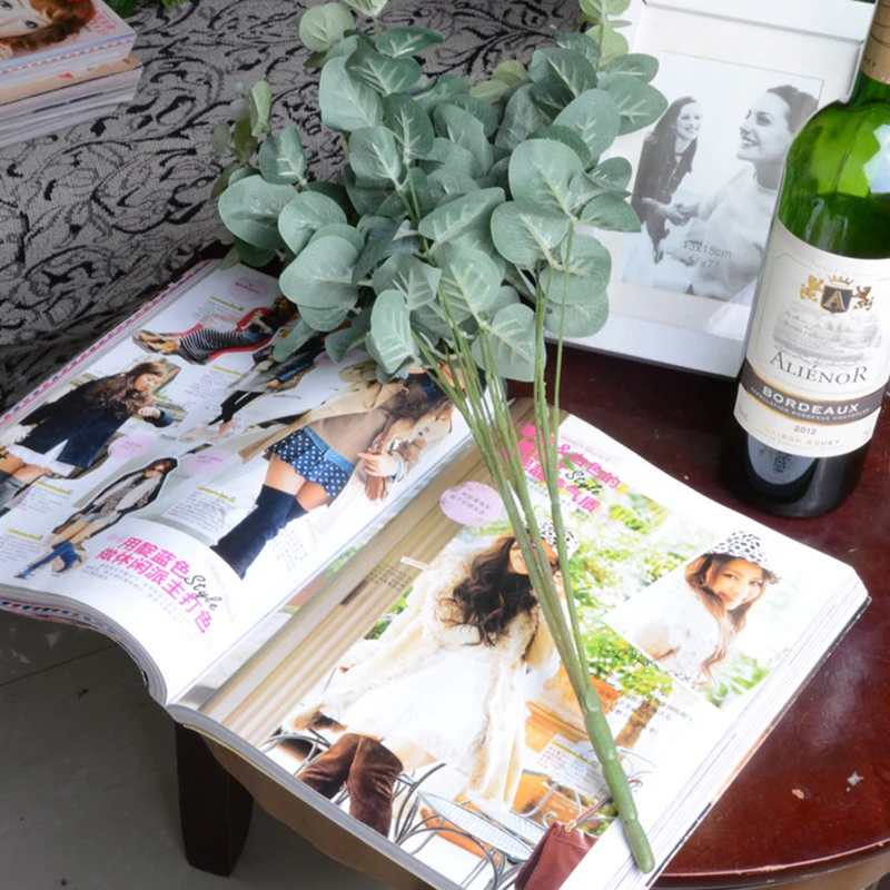 16 головок искусственные шелковые листья эвкалипта оставьте букет украшение для