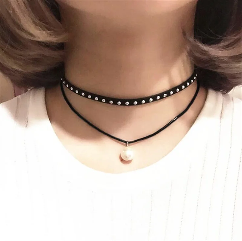 Ожерелье-чокер с искусственным жемчугом в стиле ретро для женщин и девочек