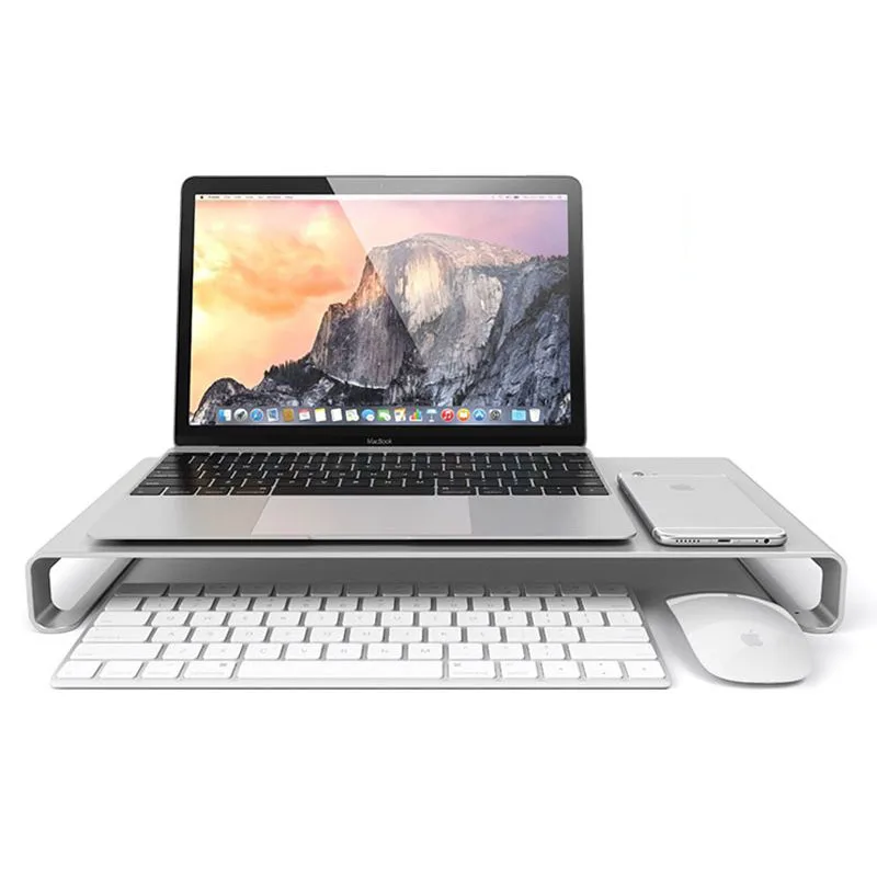 Алюминий подставка для ноутбука для Apple MacBook настольных Монитор базы Для iMac увеличение