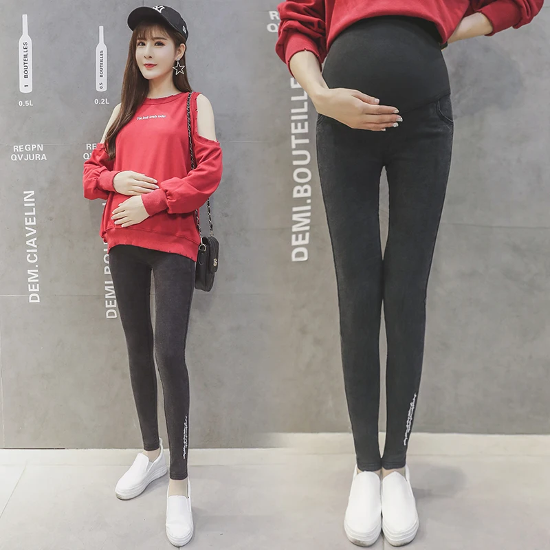 2020 spring and autumn pregnant women pencil pants maternity clothes washing elastic abdominal denim trousers skinny jeans slim | Мать и