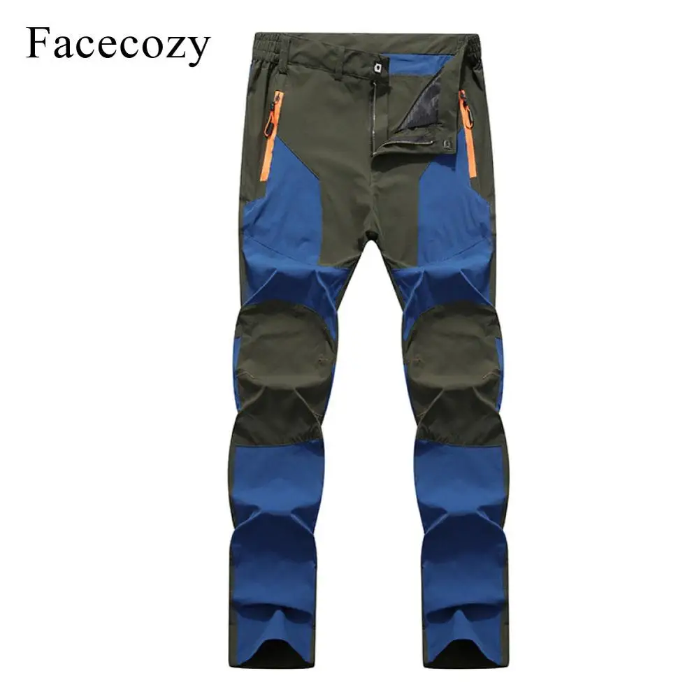 Green Blue Facecozy мужские новые уличные быстросохнущие походные брюки из кусков для альпинизма, ветрозащитные штаны для рыбалки, альпинизма, походные брюки - Color: Green Blue