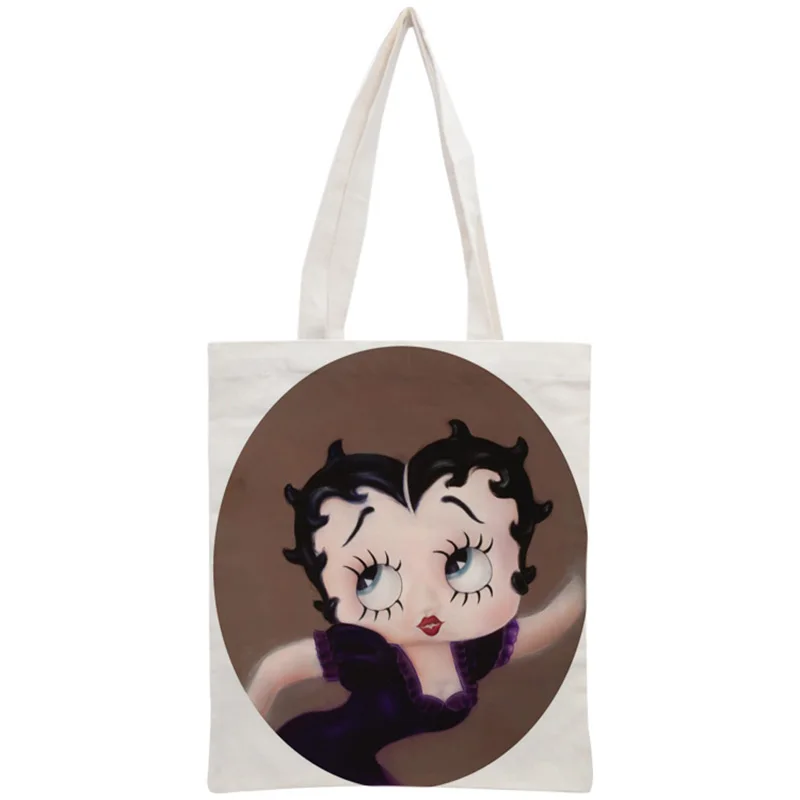 Пользовательские Betty Boop хлопок холст хозяйственные сумки 30x35 см сумка многоразовая сумка женская сумка на плечо из ткани складная - Цвет: 18