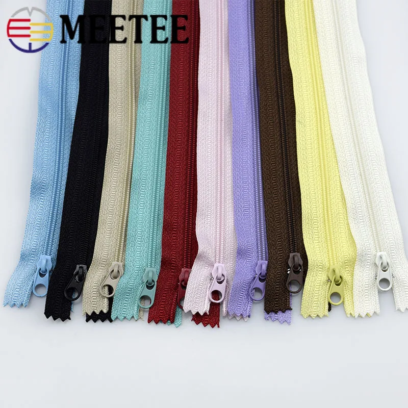 Meetee 20pcs 3# Nylon Coil Zipper 20cm 7.8Inch Close end Tail for Handbag Cloth Pocket Wallet DIY Sewing Craft Accessories A4 12|Молнии| |