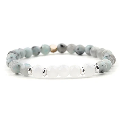 6mm Quartz Браслет BOJIU 8 мм из натурального камня для женщин, Классический кварцевый агатовый браслет Howlite с бусинами, медный Самородок, женские вечерние ювелирные изделия BC273 - Окраска металла: 6mm Quartz