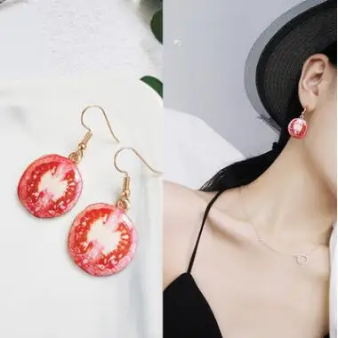 ED 080 2018 hot fashion cute fruit kiwi strawberry pine tomato cucumber orange earrings exquisite dragon gift factory | Украшения и