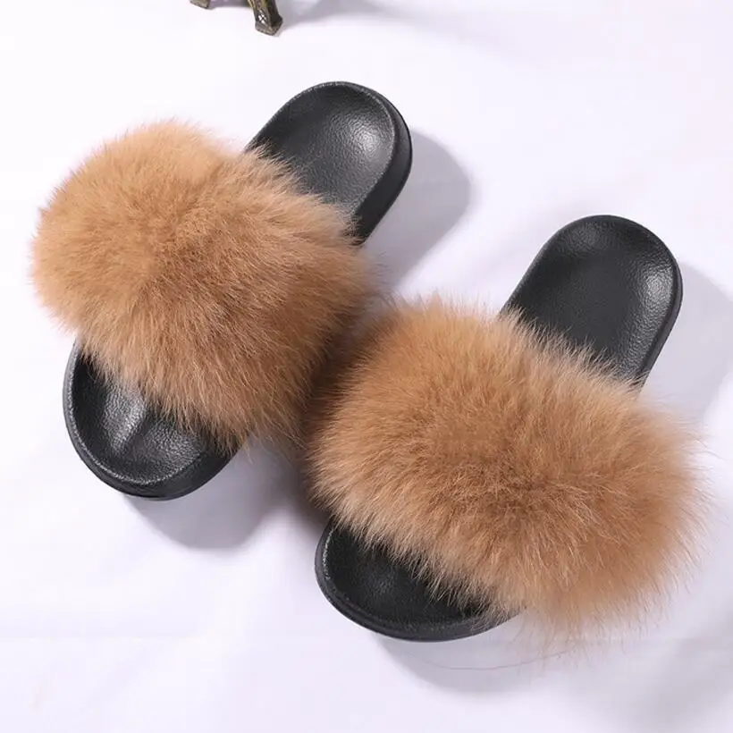 FXFURS/женские шлепанцы из 100% натурального Лисьего меха летние модные меховые