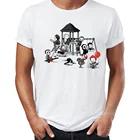 Повседневная мужская футболка, забавная художественная футболка в стиле Харадзюку для Хэллоуина с изображением пейзажа маниака, фильма ужас, тематического парка Джейсона, клоуна и пилы, уличная одежда