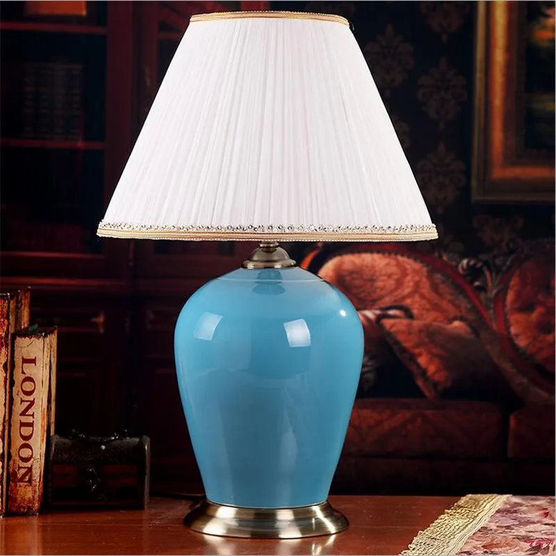 Настольная лампа E27 синяя керамическая светодиодная для декора свадьбы гостиной