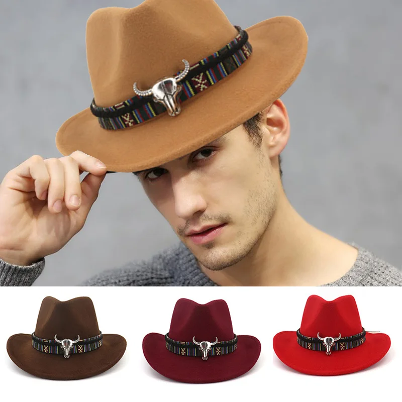 Мужская и женская фетровая Кепка в стиле ретро ковбойская с широкими полями