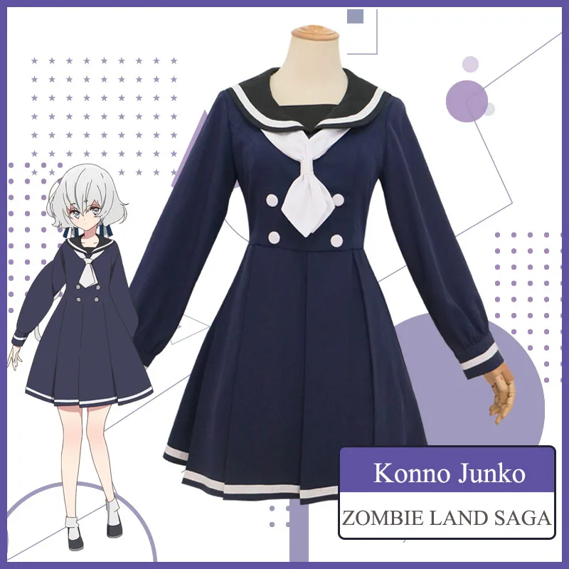 

Anime! ZOMBIE LAND SAGA Konno Junko Sailor Suit Lolita Dress Lovely Uniform Cosplay Costume Daily Suit For Women Free Shipping