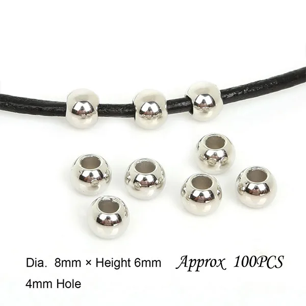 8mm rhodium 4/6/8/10/12 мм 30-300 шт браслетов, ожерелий, диаметр-Пластик Бусины круглые акриловые бусины с большими отверстиями, кулоны А-бусины Свободные Spacer Бусины для изготовления бижутерии браслетов своими руками - Цвет: 8mm rhodium