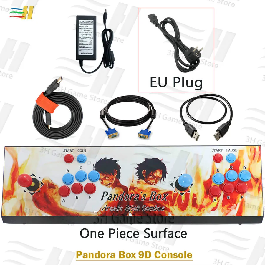 PB9d One Piece EU Pandora box 9d 2500 В 1 железная консоль аркадная игра контроллер Поддержка 3d игры консоль машина Поддержка 3P 4P usb подключение геймпад - Цвет: PB9d One Piece EU