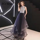 Женское блестящее платье It's YiiYa, фиолетовое ТРАПЕЦИЕВИДНОЕ платье в пол с блестками, модель E442 большого размера на заказ
