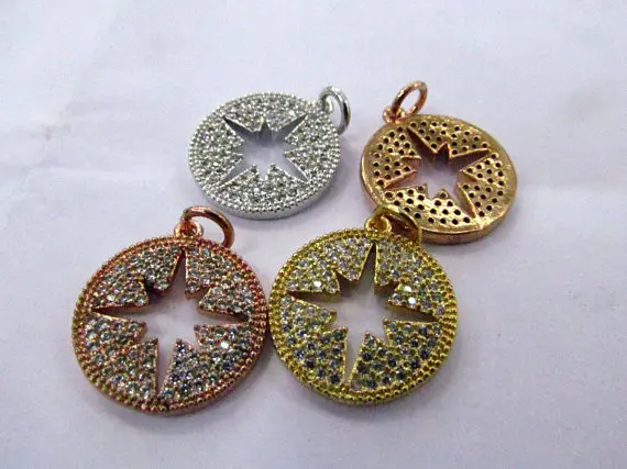 

12pcs Micro Pave Diamond round Pendant, Pave Black Diamond CZ Pendant, Round Charm,Heart Ring Black Gunmetal bead 18-25mm