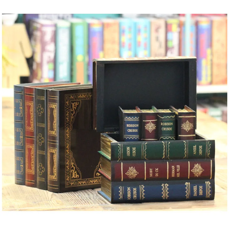 Креативные винтажные деревянные ящики для хранения в форме книг шкатулка