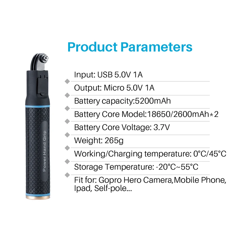 2019 Handheld Power Bank Battery Hand Grip Extension Monopod for Gopro Hero DJI Osmo Pocket Action with Ulanzi V2|Чехлы для