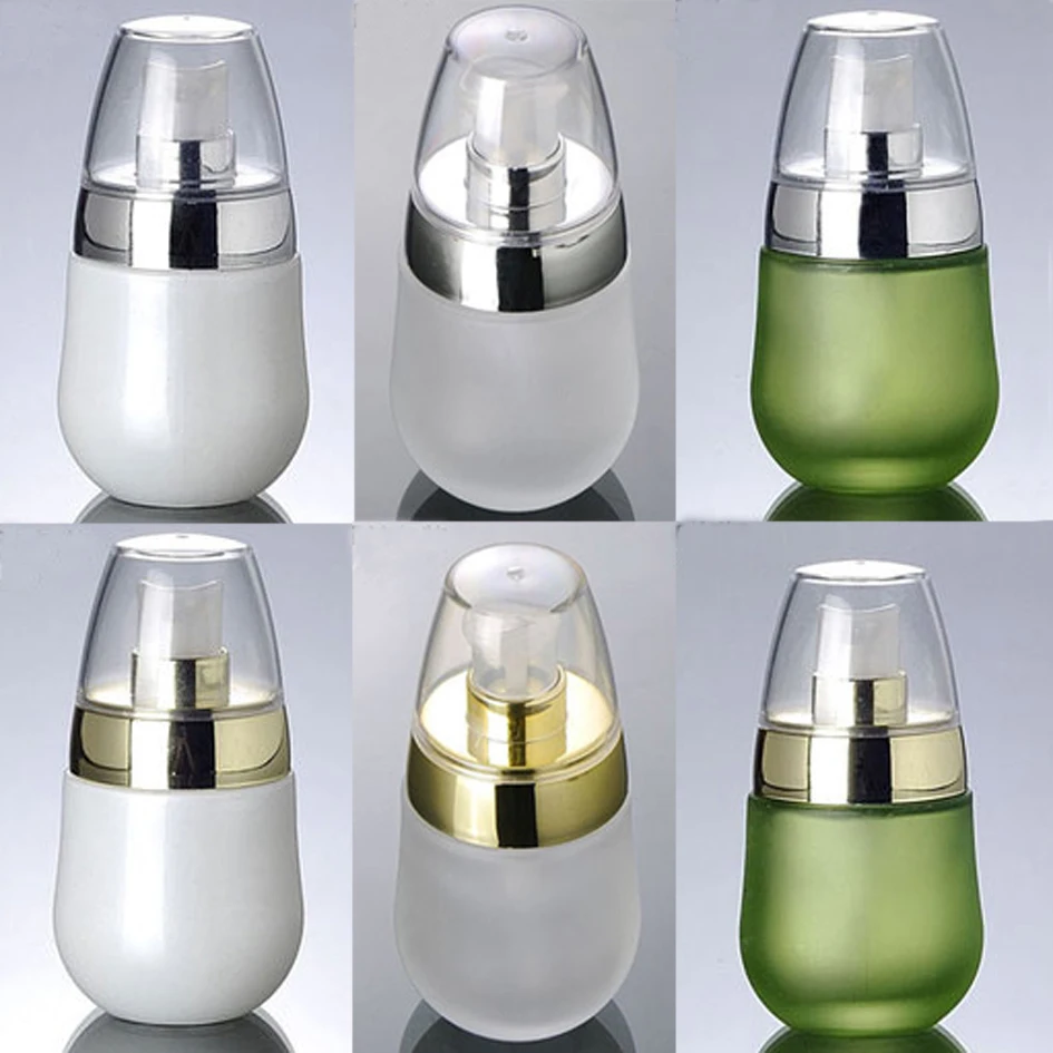 30 мл Белый Зеленый матовое стекло бутылка лосьона пресс насос бутылки