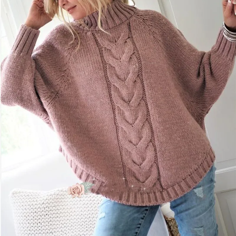 2019 half a turtle neck relaxed leisure bat sleeve knit sweater dress | Женская одежда