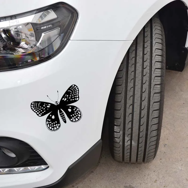 

YJZT 17.8CM*12.7CM Unusually Butterfly Hollowed Out Vinyl Decal Beautiful Car Sticker Black/Silver C19-0603