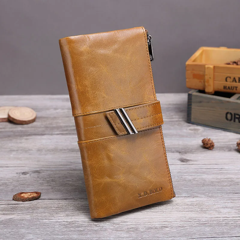 Coffee X. D. BOLO, женские кожаные кошельки, Женский Длинный кошелек, Женский кошелек на молнии, Много отделов, женский клатч, кожаный кошелек для iphone - Цвет: Coffee