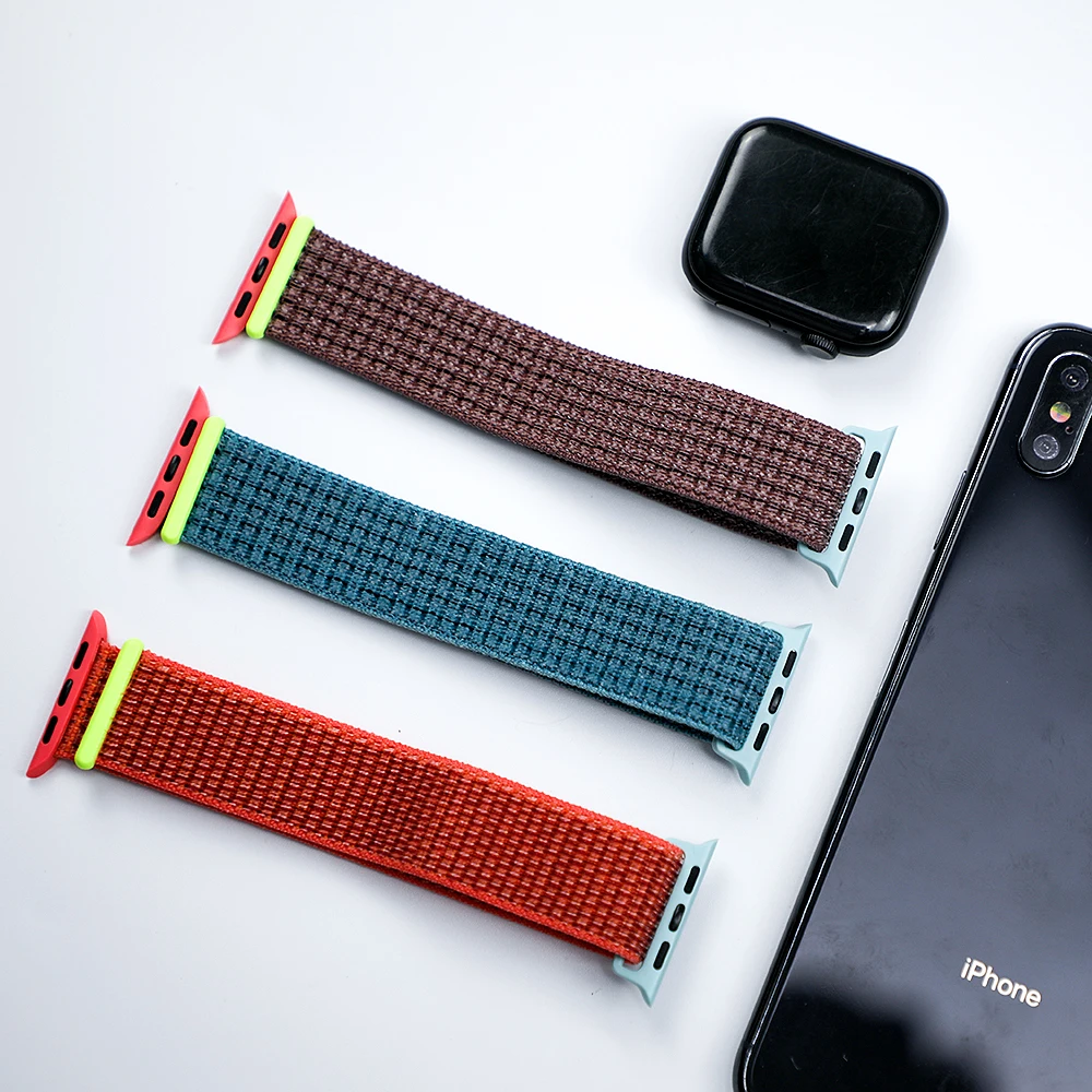 Нейлоновый ремешок для apple watch band 4 3 2 42 мм 38 44 40 correa pulseira iwatch нейлоновая Спортивная