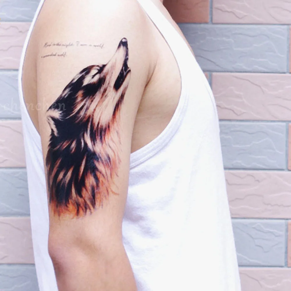 Водостойкая временная татуировка наклейка волк лес животное тату дерево s flash tatoo