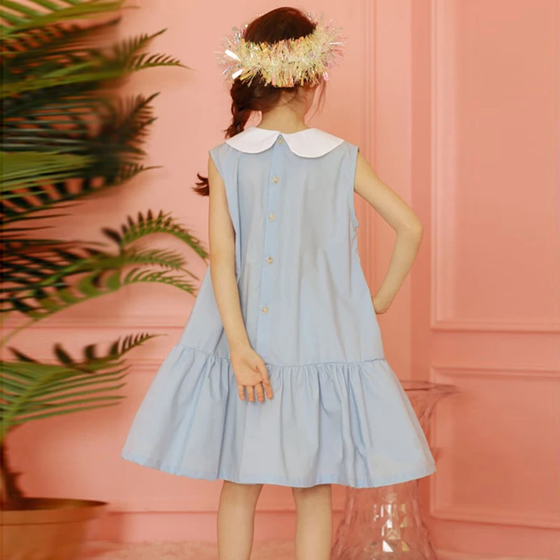 Новинка 2019 Красивое Летнее платье для девочек цветное лоскутное без рукавов с