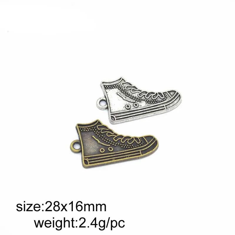 

25pcs/lot 28x16mm Antique Silver /Antique Bronze Alloy Shoes Charms Fit For Jewelry Making