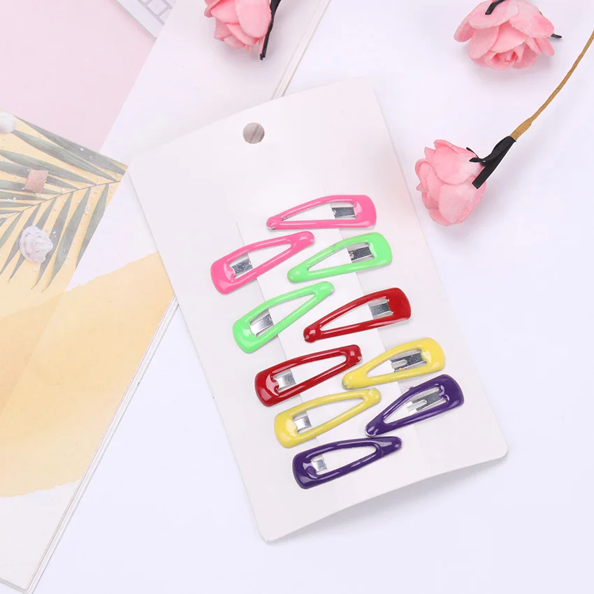 5H 10PCS/Set New Lovely Heart Type Metal Candy Color Girls Hairpins Hair Clip Kids Headwear Children Accessories Baby BB Clips - Цвет: 5H
