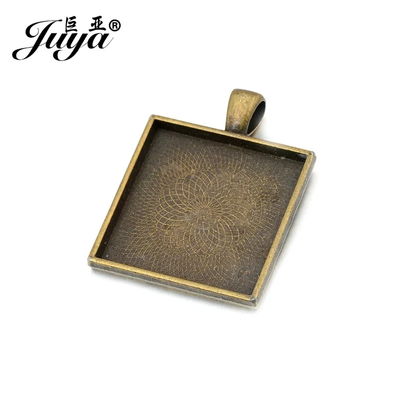 4pcs Wholesale JUYA 25 мм квадратный Сплав Кабошон Камея База лоток пустой Fit 25 мм стеклянный кулон DIY ювелирных изделий фурнитура - Цвет: 4pcs Wholesale