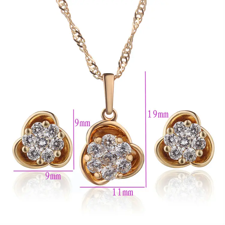 Женский костюм золотого цвета ювелирный набор подвеска со стразами Фианит