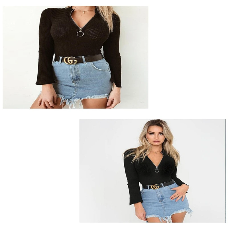 Женский Повседневный комбинезон на молнии Облегающий с длинным рукавом и