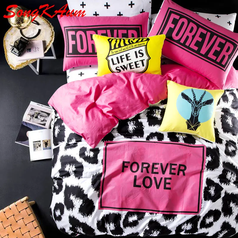 Розовый Леопард 4 шт постельные принадлежности наборы для молодежи пододеяльник