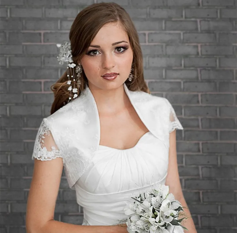 2015 Короткими Рукавами Люкс Обертывания Кот Кружева Свадебное Куртка Свадебный