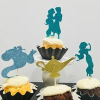 glitter princess prince wedding cupcake toppers aladdin birthday party table decor cupcake toppers baby shower decor