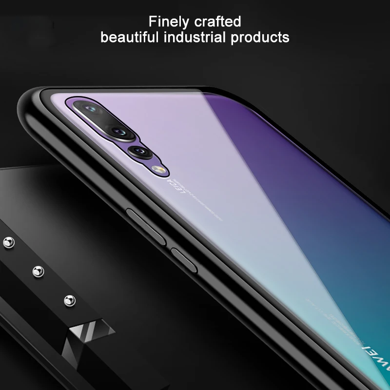 Магнитный адсорбционный чехол для телефона Huawei P20 pro из закаленного стекла с