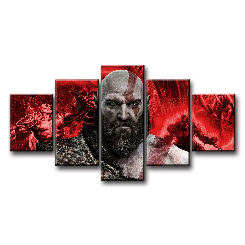 5 шт. игра God Of War Kratos Холст плакат и печатная графика современные декоративные картины маслом Фэнтези настенное искусство для домашнего декора