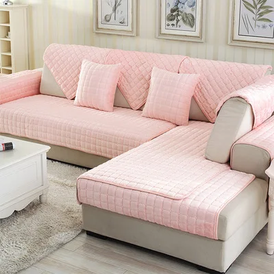 Pink WLIARLEO Универсальный диван полотенце твердый хлопок чехол для сиденья нескользящий розовый серый диван Чехол угловой диван Чехол кресло Капа де диван - Цвет: Pink
